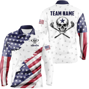 American Flag Golf Clubs Skull Golf Camo Men golf polo shirts Custom Patriotic Golf Team Jerseys NQS8263