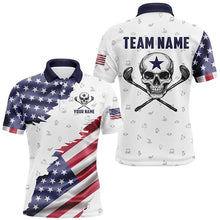 Load image into Gallery viewer, American Flag Golf Clubs Skull Golf Camo Men golf polo shirts Custom Patriotic Golf Team Jerseys NQS8263