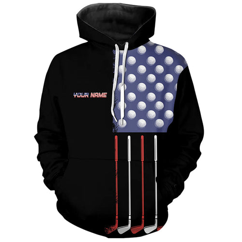 Black American Flag golf Hoodies custom patriotic golf shirts, best team golf shirts NQS8470