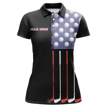 Load image into Gallery viewer, Black American Flag Women Golf Polo Shirts custom patriotic golf shirts, best team golf shirts NQS8470