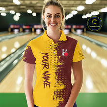Load image into Gallery viewer, Yellow and Red Bowling Polo, Quarter Zip shirts for Women Custom Bowling Team Jerseys NQS10882