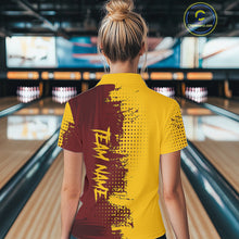 Load image into Gallery viewer, Yellow and Red Bowling Polo, Quarter Zip shirts for Women Custom Bowling Team Jerseys NQS10882