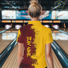 Load image into Gallery viewer, Yellow and Red Bowling Polo, Quarter Zip shirts for Women Custom Bowling Team Jerseys NQS10882
