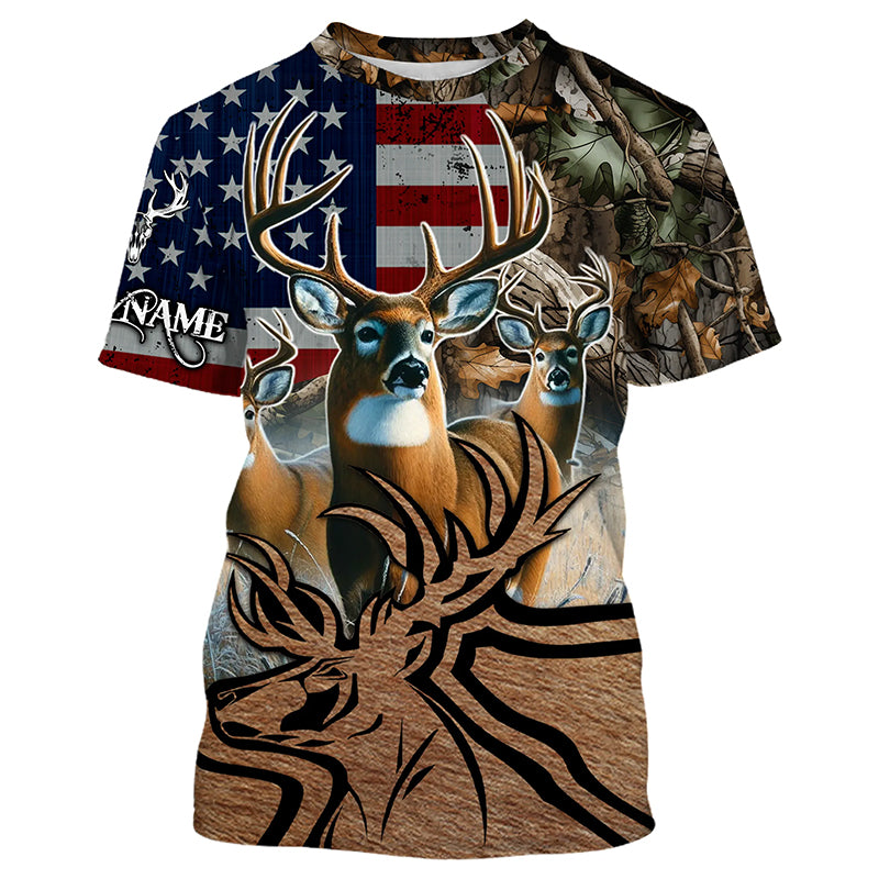 American Deer hunting camouflage shirt Customize Name 3D All Over Printed Shirts NQS1156