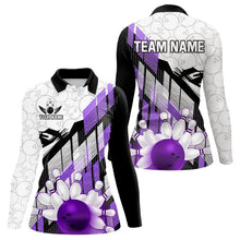 Load image into Gallery viewer, Purple Camo Bowling Shirt for Women Custom Team bowling jerseys, personalized bowling gifts NQS9176
