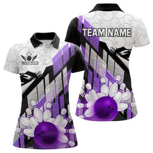 Load image into Gallery viewer, Purple Camo Bowling Shirt for Women Custom Team bowling jerseys, personalized bowling gifts NQS9176