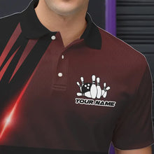 Load image into Gallery viewer, Black And Red Flame Bowling Ball and pins Bowling Shirts For Men Custom Team Bowling Jerseys NQS9387