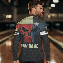 Load image into Gallery viewer, Vintage Texas Flag Skull Black Bowling Camo retro Bowling shirts for men custom Bowling team jerseys NQS9535