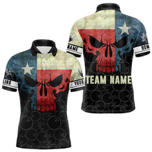 Load image into Gallery viewer, Vintage Texas Flag Skull Black Bowling Camo retro Bowling shirts for men custom Bowling team jerseys NQS9535