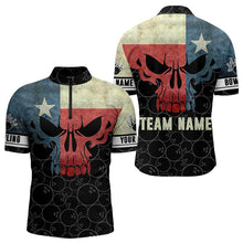 Load image into Gallery viewer, Vintage Texas Flag Skull Black Bowling Camo retro Bowling shirts for men custom Bowling team jerseys NQS9535