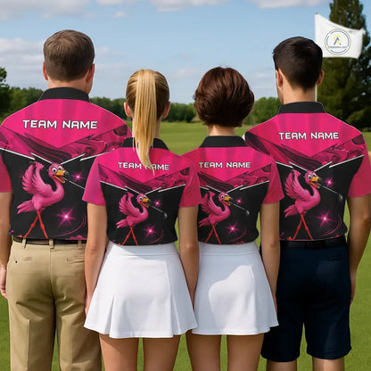 Funny Pink Flamingo Golf Polo Shirts For Women Custom Flamingo Team ladies golf tops, funny golf gift NQS11656