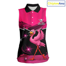 Load image into Gallery viewer, Funny Pink Flamingo Sleeveless Golf Shirt Custom Flamingo Team ladies golf tops, funny golf gifts NQS11656