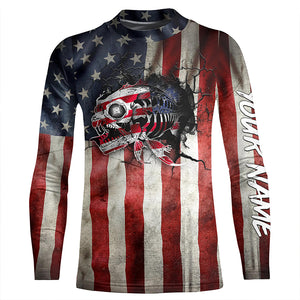 American flag patriotic fish reaper skeleton custom UV protection Fishing apparel NQS1445