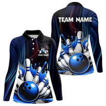 Load image into Gallery viewer, Black and Blue Women&#39;s bowling outfits Custom Team ladies bowling Polo, Quarter Zip Shirts NQS9700