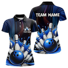 Load image into Gallery viewer, Black and Blue Women&#39;s bowling outfits Custom Team ladies bowling Polo, Quarter Zip Shirts NQS9700