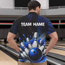 Load image into Gallery viewer, Black and Blue Men&#39;s bowling outfits Custom Team Mens bowling Polo, Quarter Zip Shirts NQS9700