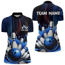 Load image into Gallery viewer, Black and Blue Women&#39;s bowling outfits Custom Team ladies bowling Polo, Quarter Zip Shirts NQS9700
