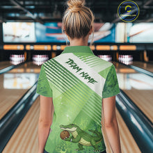 Load image into Gallery viewer, Funny Alligator Bowling Polo, 1/4 Zip Shirts For Women Custom Alligator Bowling Team Jerseys | Green NQS11742