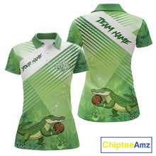 Load image into Gallery viewer, Funny Alligator Bowling Polo, 1/4 Zip Shirts For Women Custom Alligator Bowling Team Jerseys | Green NQS11742