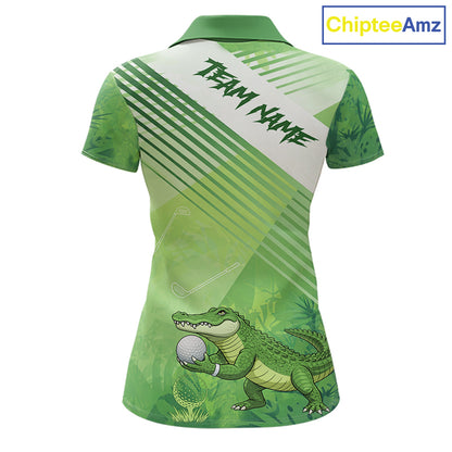 Funny Alligator Golf polo shirt for Women Custom ladies golf outfit, funny golf gifts | Green NQS11743