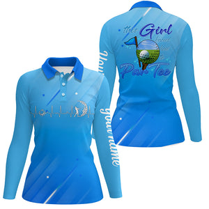 Blue gradient Womens golf polo shirt custom name this girl knows how to par tee, golf gifts for girl NQS5473