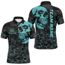 Load image into Gallery viewer, Black Skull camo golf polo shirt for men custom golf team jerseys, gifts for golfers | Turquoise NQS7829