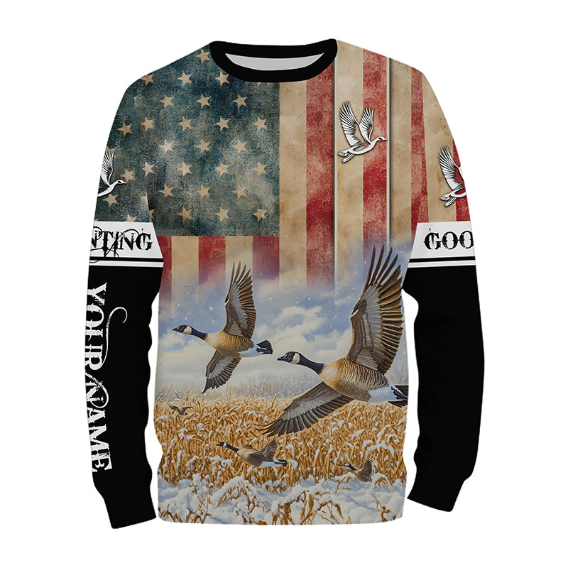 American Goose hunting Customize Name 3D All Over Printed Shirts Personalized Hunting gifts NQS852