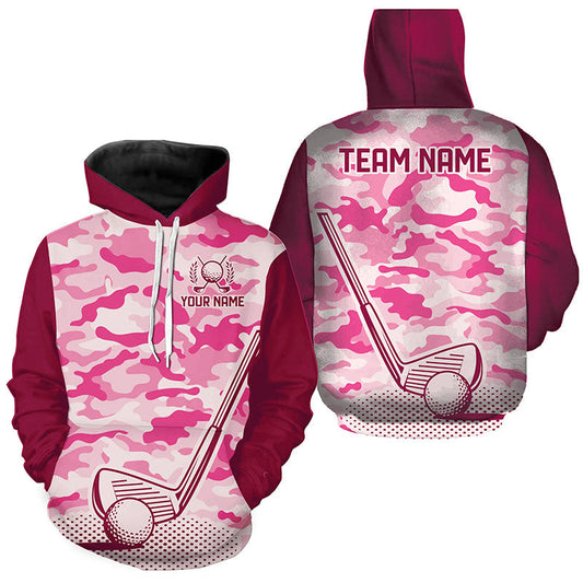 Pink Camo golf Hoodies custom golf outfit for men women, team golf shirt NQS8475