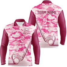 Load image into Gallery viewer, Pink Camo Mens Golf Polo Shirts custom golf outfit for mens, team golf shirt NQS8475