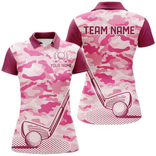 Load image into Gallery viewer, Pink Camo Women Golf Polo Shirts custom golf outfit for ladies, team golf shirt NQS8475