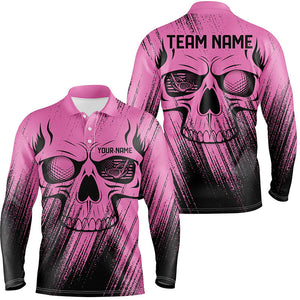 Pink Grunge Skull Mens Golf Polo Shirts custom golf outfit for mens, team mens golf shirt NQS8480