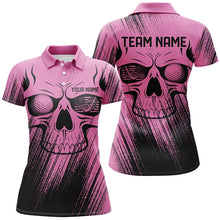 Load image into Gallery viewer, Pink Grunge Skull Women Golf Polo Shirts custom golf outfit for ladies, team women golf shirts NQS8480