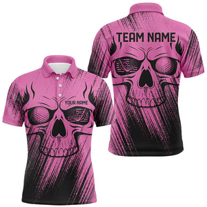 Pink Grunge Skull Mens Golf Polo Shirts custom golf outfit for mens, team mens golf shirt NQS8480