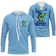 Load image into Gallery viewer, Mahi mahi (Dorado) Fishing Custom Long Sleeve Performance Fishing shirts Eat Drink Fish Repeat | Blue NQS6610