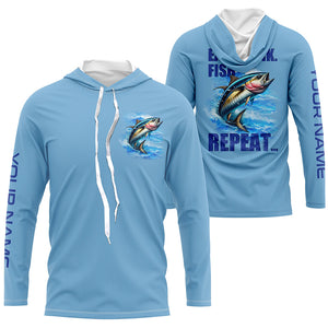 Tuna Fishing Custom sun protection Long Sleeve Performance Fishing shirts Eat Drink Fish Repeat | Blue NQS6611