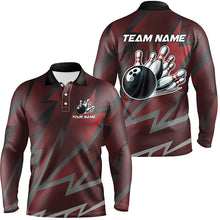 Load image into Gallery viewer, Red Lightning Thunder Storm Team bowling shirts for Men custom bowling Polo, Quarter zip jerseys NQS8731