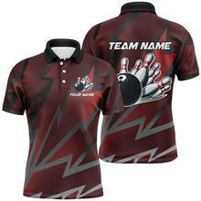 Load image into Gallery viewer, Red Lightning Thunder Storm Team bowling shirts for Men custom bowling Polo, Quarter zip jerseys NQS8731