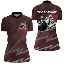 Load image into Gallery viewer, Red Lightning Thunder Storm Team bowling shirts for women custom bowling Polo, Quarter zip jerseys NQS8731