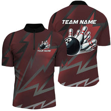 Load image into Gallery viewer, Red Lightning Thunder Storm Team bowling shirts for Men custom bowling Polo, Quarter zip jerseys NQS8731