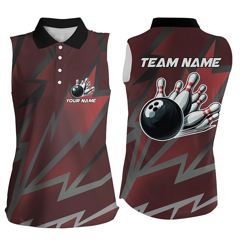 Red Lightning Thunder Storm Team bowling shirts for Women custom bowling Sleeveless Polo jerseys NQS8731