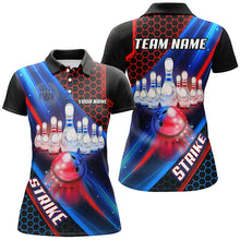 Load image into Gallery viewer, Blue and Red Light Strike Bowling Ball pins Bowling shirts for Women custom Team bowling jerseys NQS8733