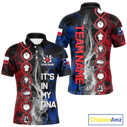 Red, White & Blue Smoke Texas Flag Patriotic Team Bowling Shirt For Men Custom It's in my DNA Shirts NQS11265