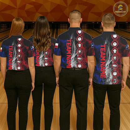 Red, White & Blue Smoke Texas Flag Patriotic Team Bowling Shirt For Men Custom It's in my DNA Shirts NQS11265