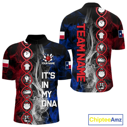 Red, White & Blue Smoke Texas Flag Patriotic Team Bowling Shirt For Men Custom It's in my DNA Shirts NQS11265