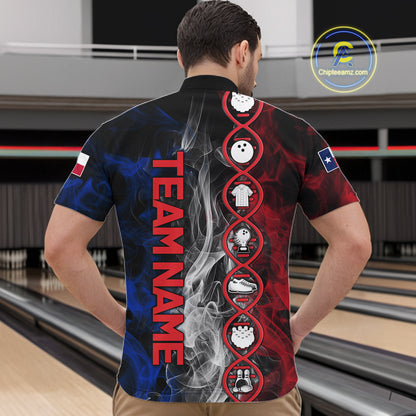 Red, White & Blue Smoke Texas Flag Patriotic Team Bowling Shirt For Men Custom It's in my DNA Shirts NQS11265