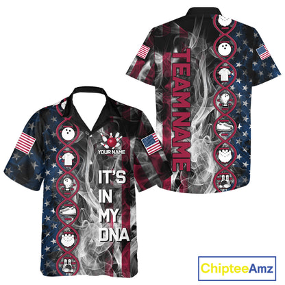 Red, White & Blue Smoke American Flag Patriotic Hawaiian Bowling Shirt Custom It's in my DNA Shirts NQS11266