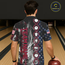 Load image into Gallery viewer, Red, White &amp; Blue Smoke American Flag Patriotic Hawaiian Bowling Shirt Custom It's in my DNA Shirts NQS11266