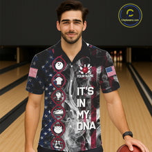 Load image into Gallery viewer, Red, White &amp; Blue Smoke American Flag Patriotic Hawaiian Bowling Shirt Custom It's in my DNA Shirts NQS11266