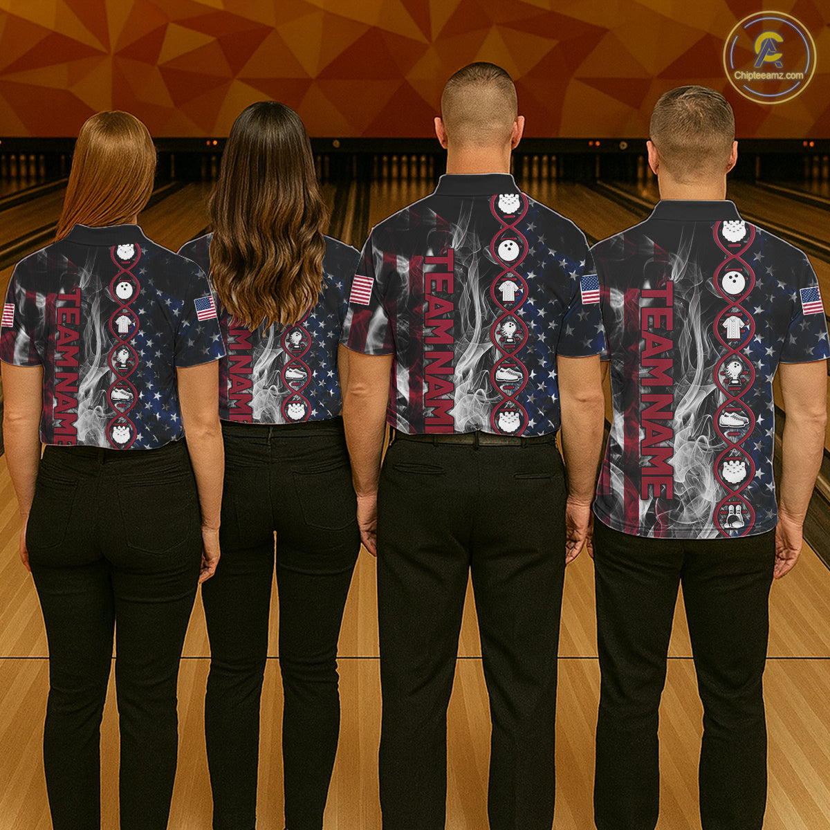 Red, White & Blue Smoke American Flag Patriotic Team Mens Bowling Shirt Custom It's in my DNA Shirts NQS11266