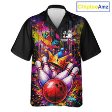 Load image into Gallery viewer, Colorful bowling jerseys Bowling Hawaiian Shirt Custom Bowling Team Button up shirts for bowlers NQS11473